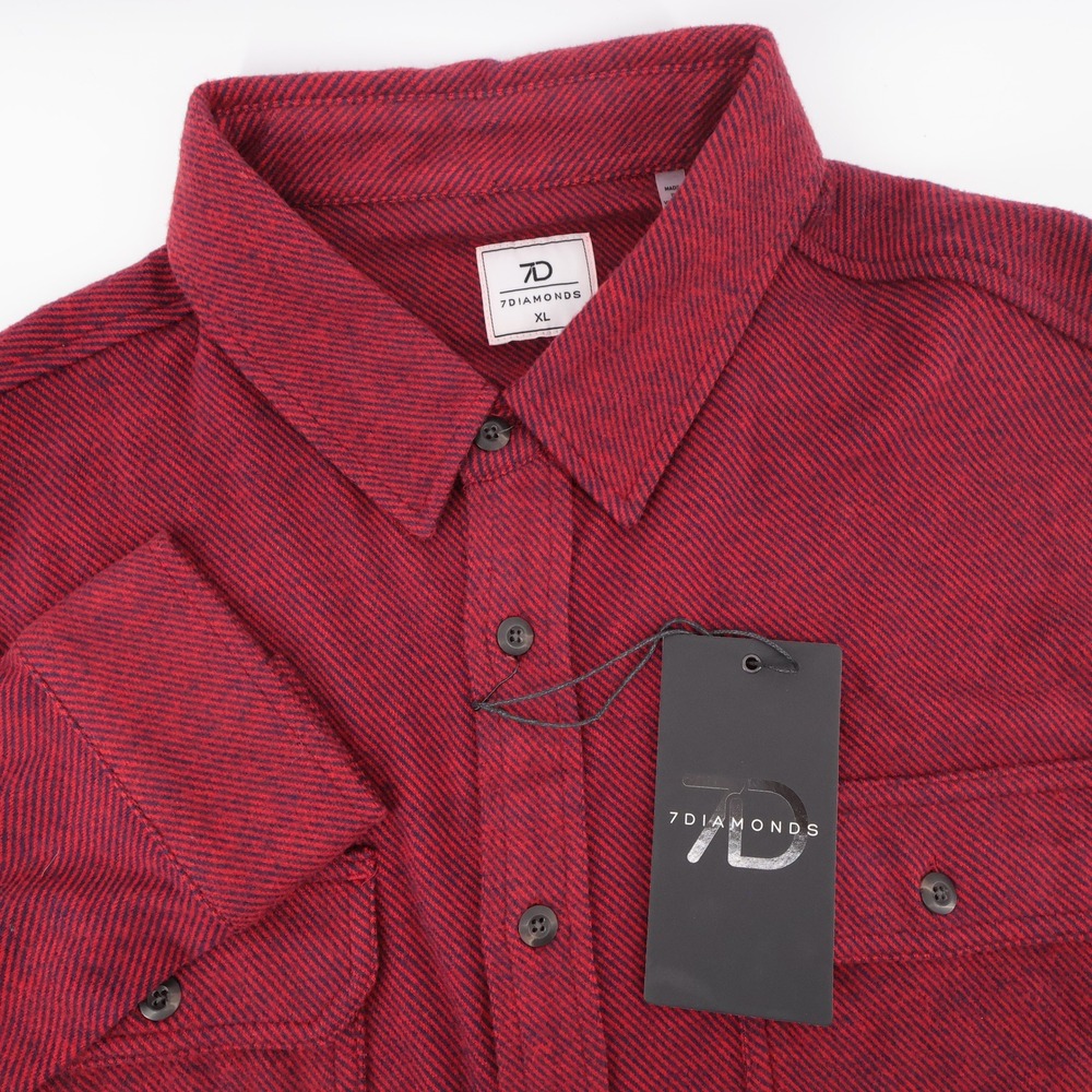 NEW 7 Diamonds Generation 4-Way Stretch Flannel Red Long Sleeve Mens XL